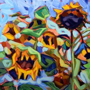 full bloom sunflower painting